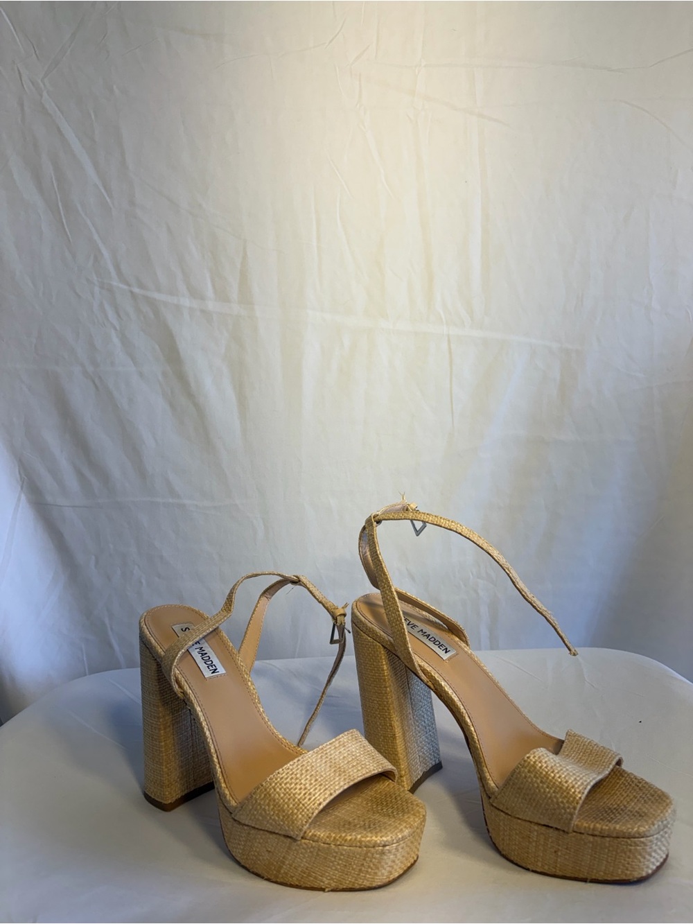 Steve Madden Tan Woven Platform Sandals